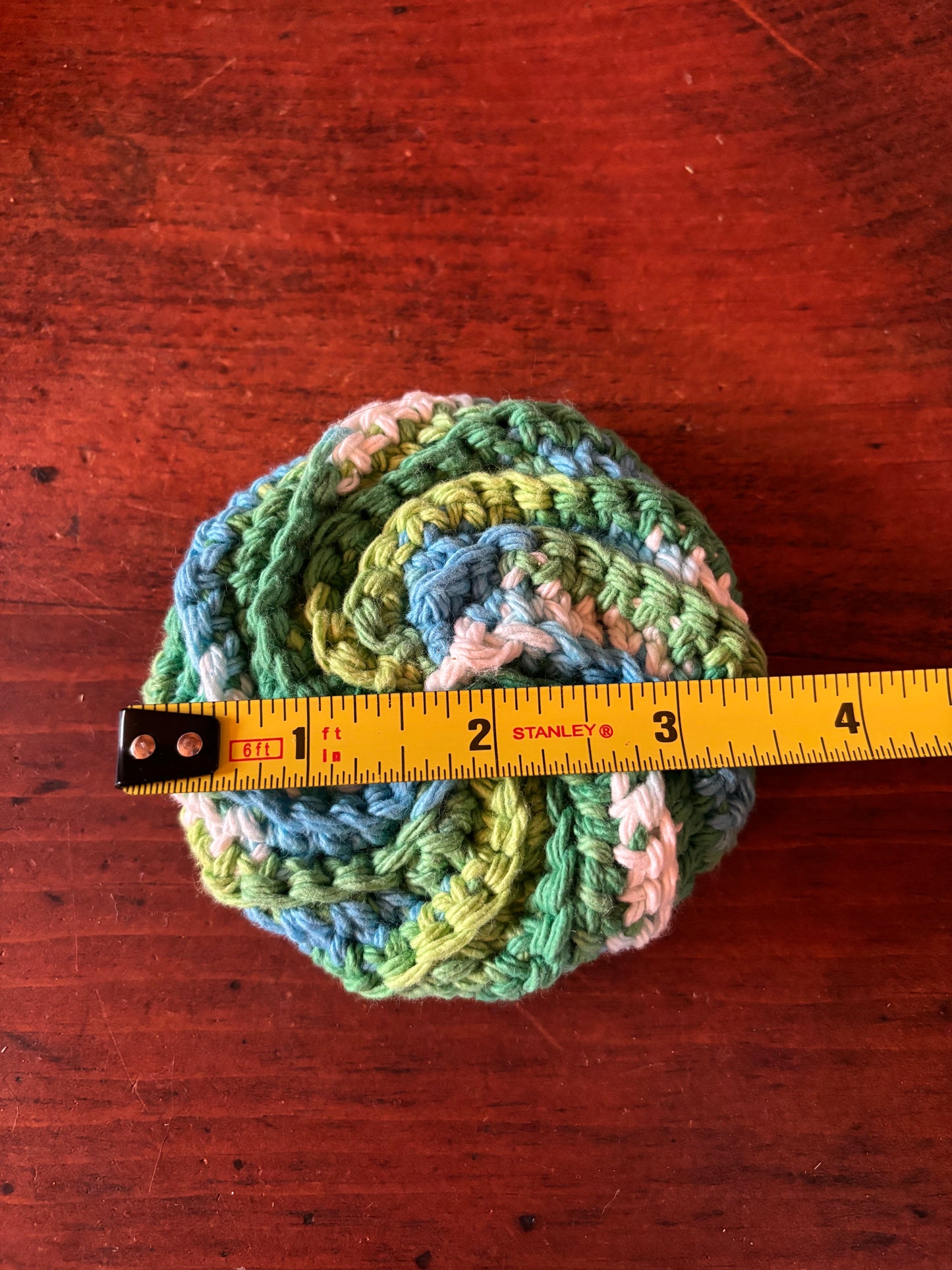 Spiral Dish Scrubby Rust Fleck Crochet Cotton