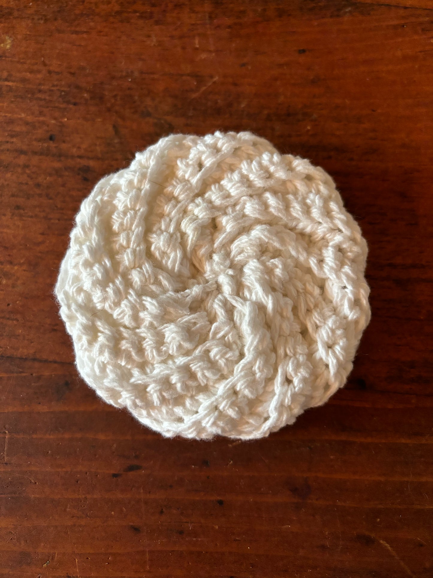 Crochet Cotton Spiral Dish Scrubby White