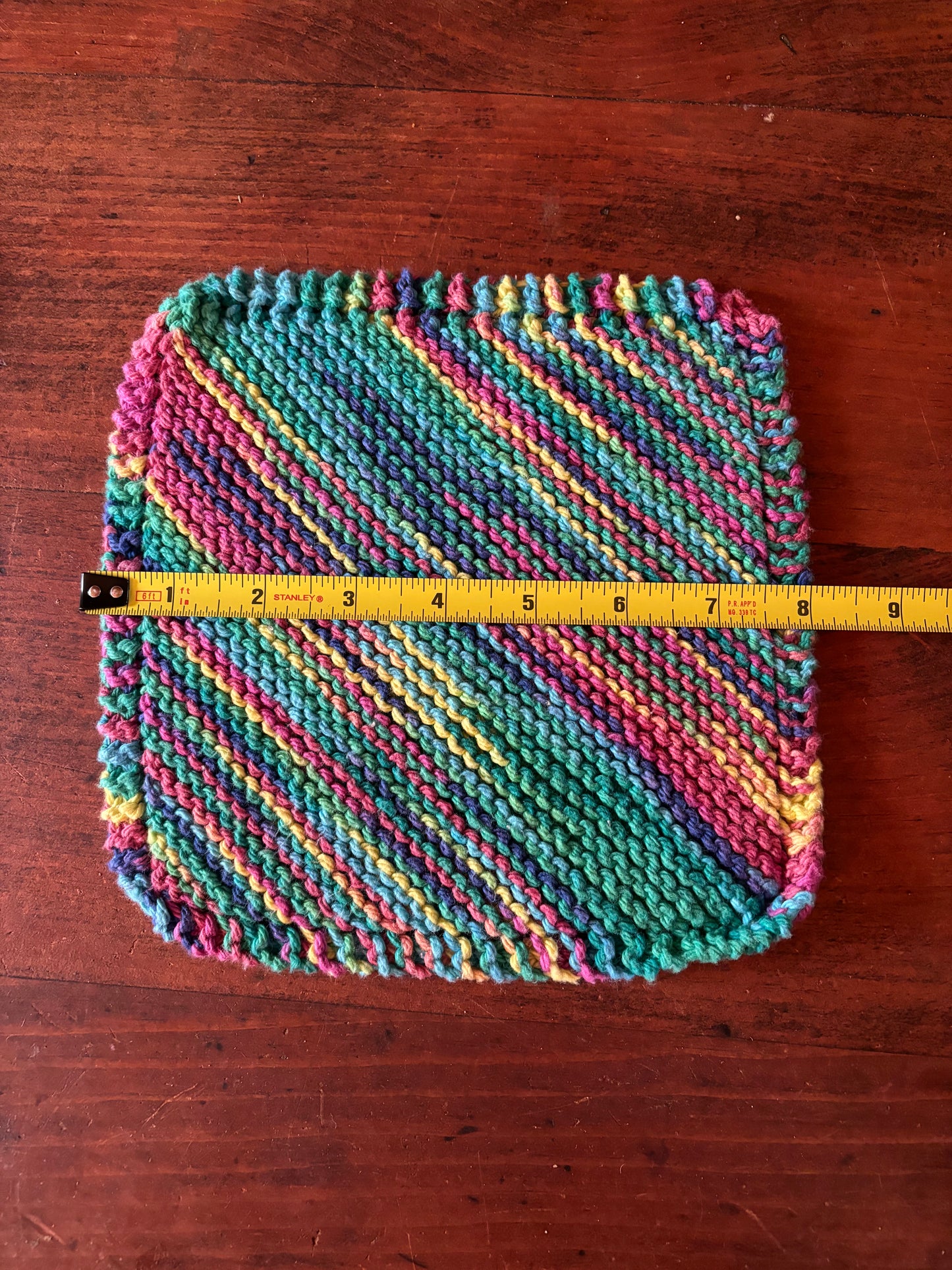 Simple Knit Dishcloth/Washcloth 100% Cotton Psychedelic