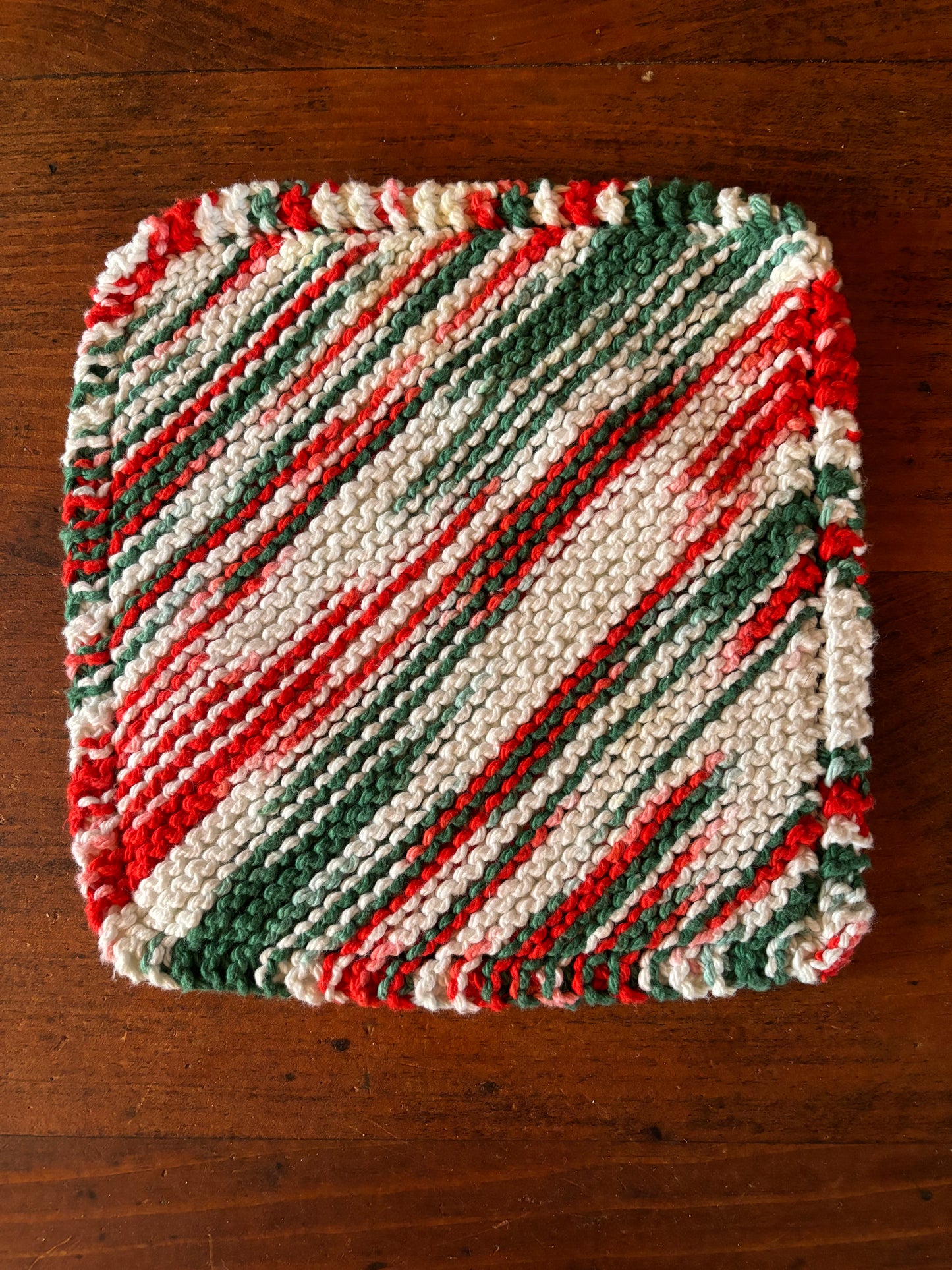 Simple Knit Dishcloth/Washcloth 100% Cotton Christmas