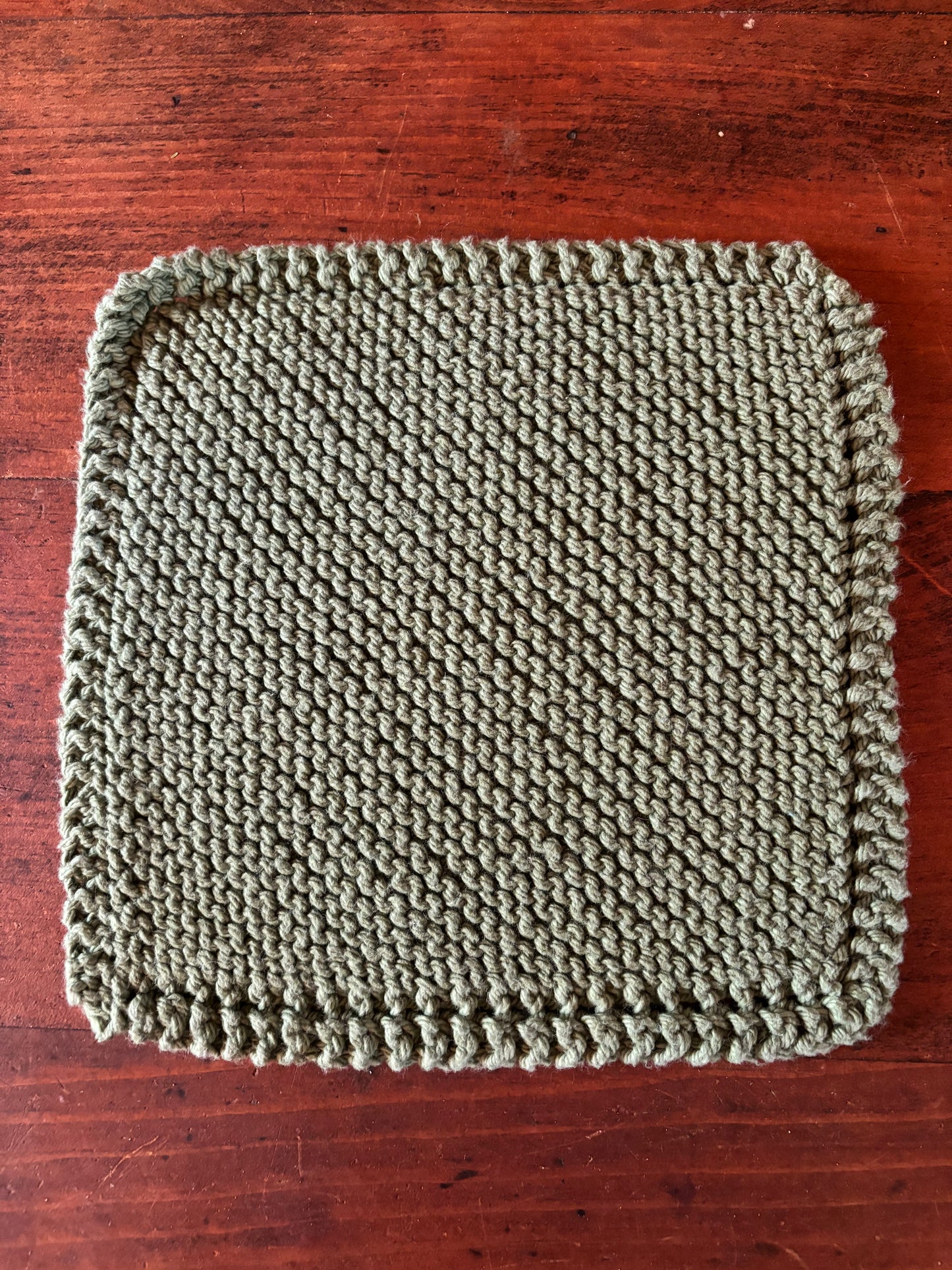 Simple Knit Dishcloth/Washcloth 100% Cotton Green