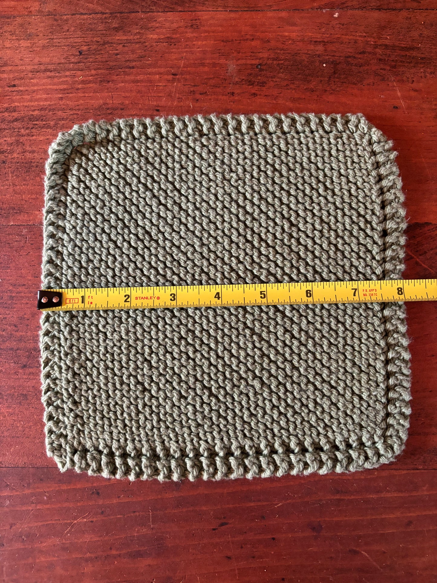 Simple Knit Dishcloth/Washcloth 100% Cotton Green