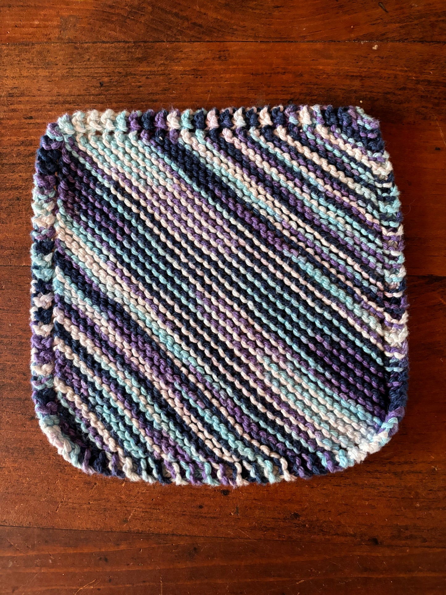 Simple Knit Dishcloth/Washcloth 100% Cotton Blueberry