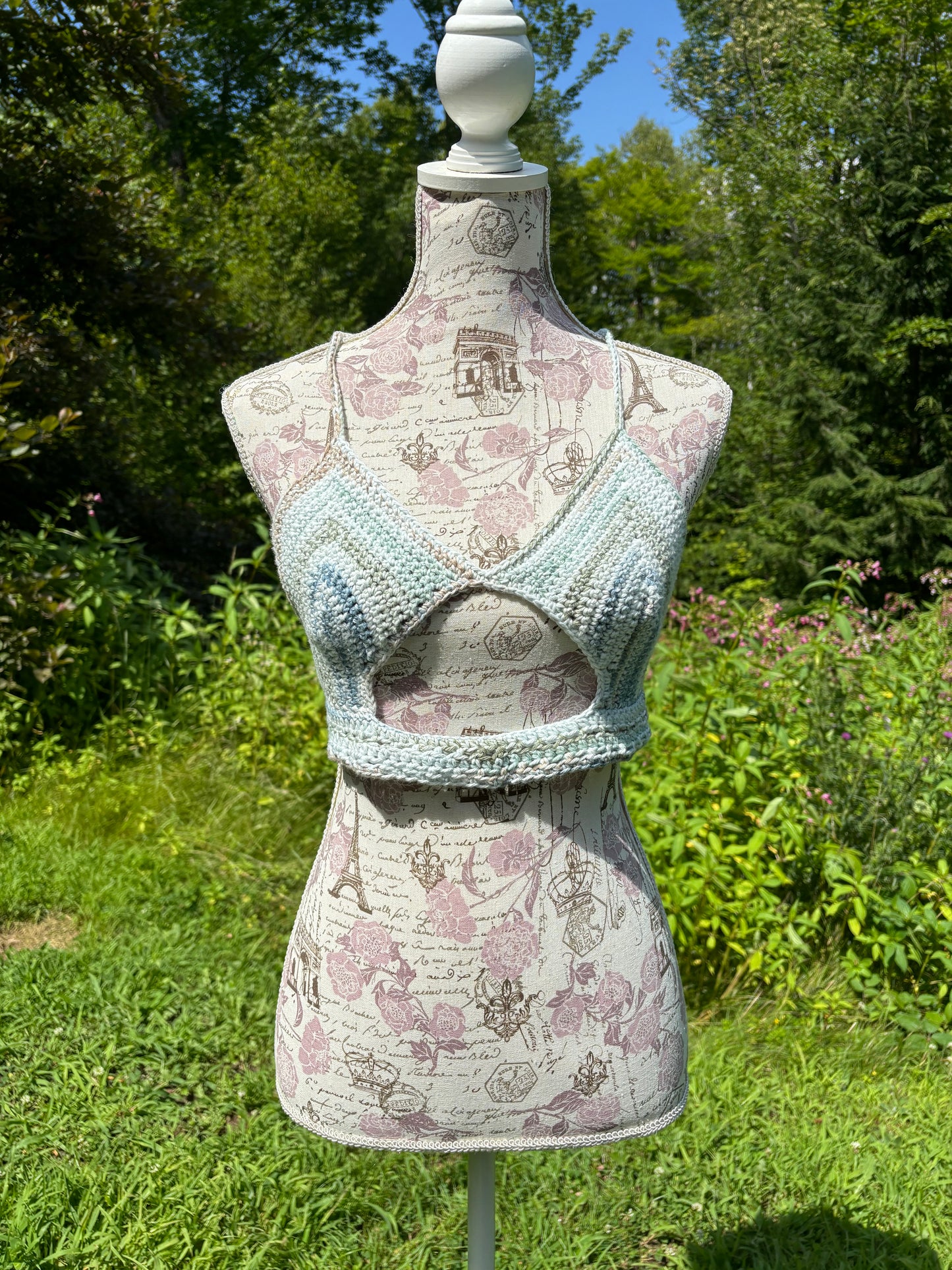 Peek a Boob Crochet Top Moonlit Frost Medium