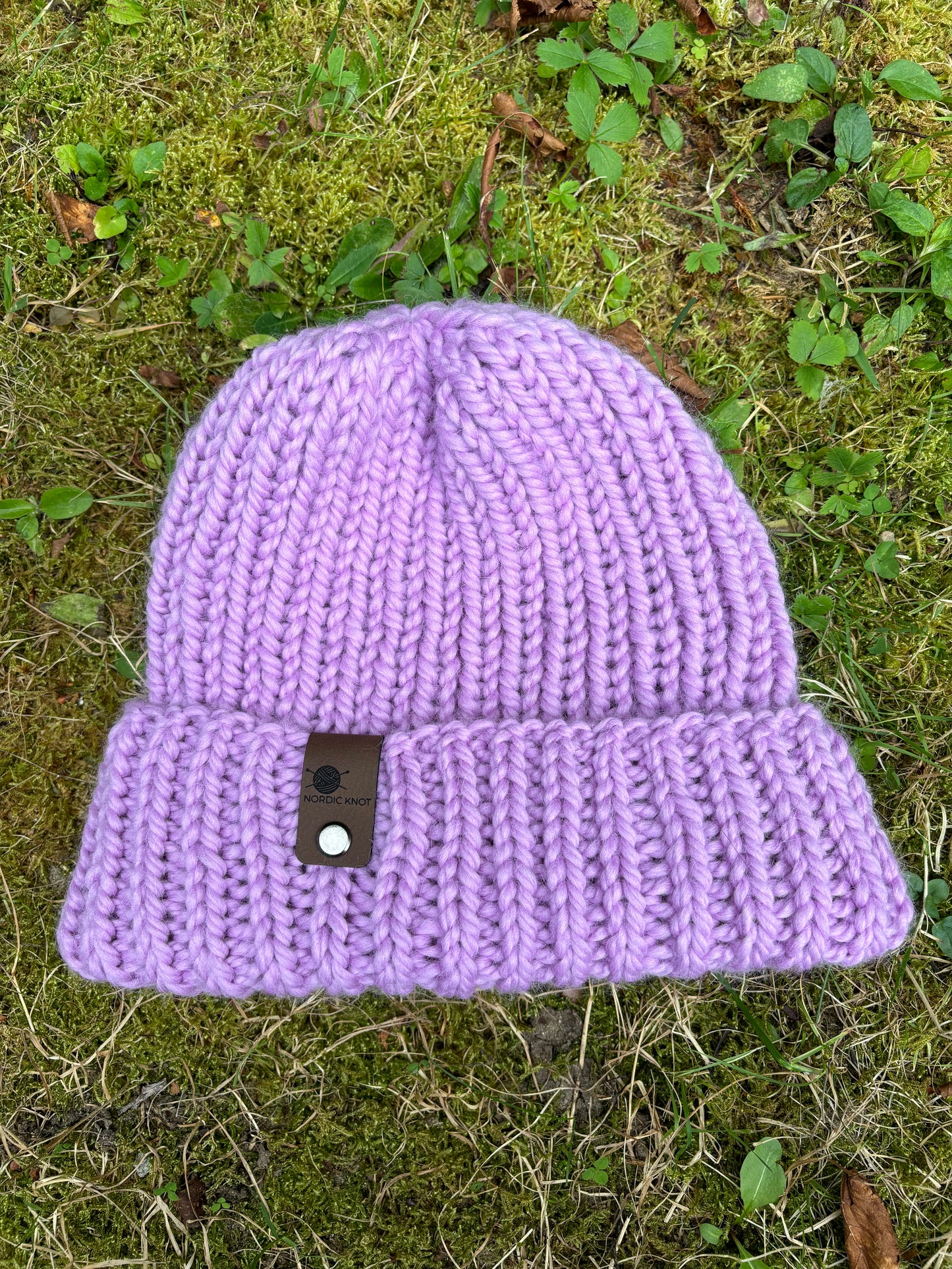 Knit Wool Beanie Lilac Punch (baby alpaca and merino blend)