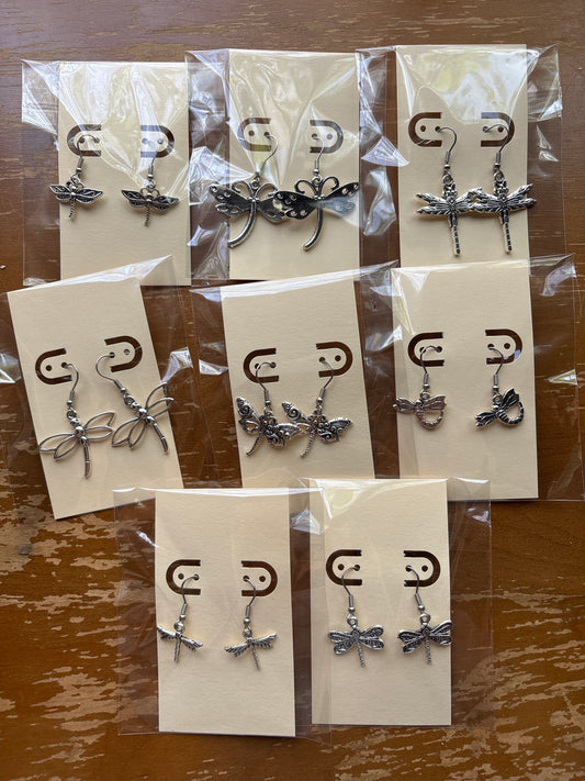 ONE PAIR Mystery Dragonfly Dangle Earrings