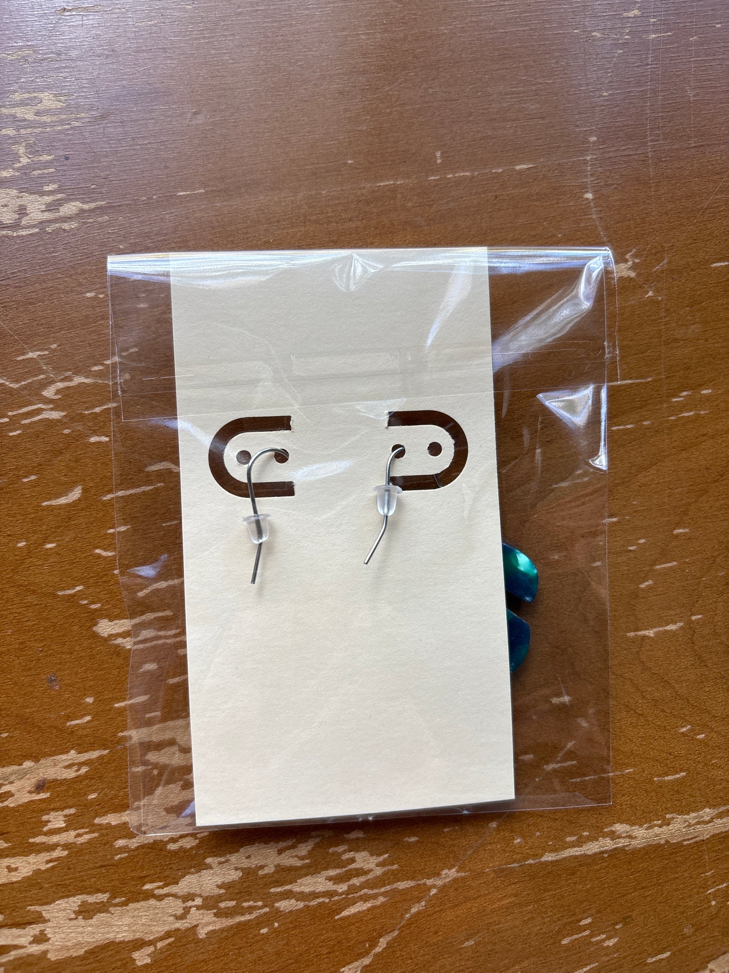 Monstera Plant Green and Blue Dangle Earrings