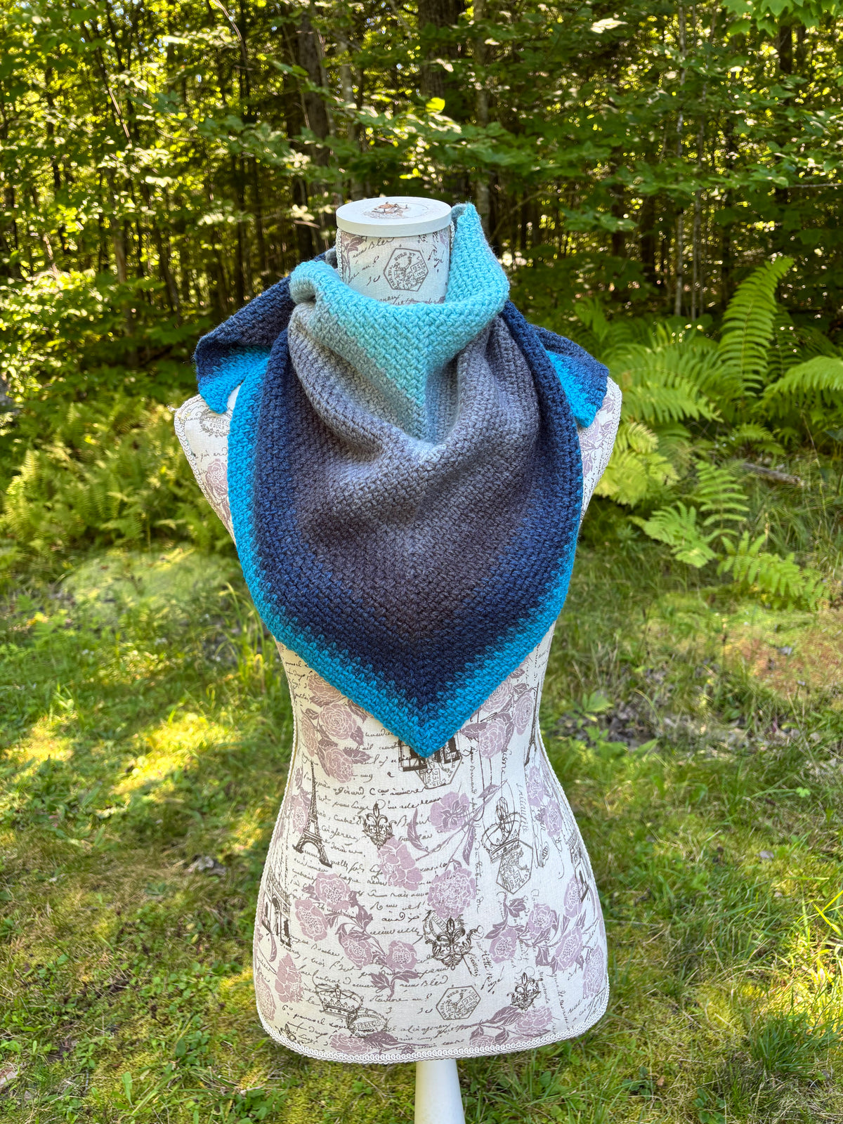 Moss Stitch Triangle Scarf Mermaid