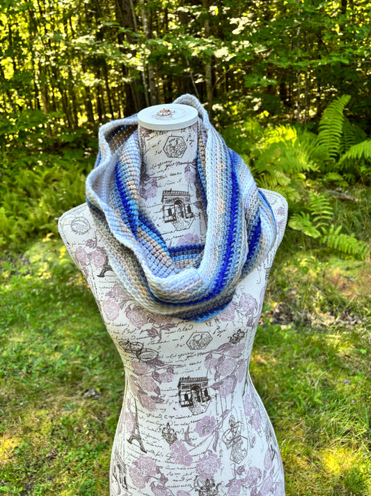 Crochet Cowl Blue Variegated
