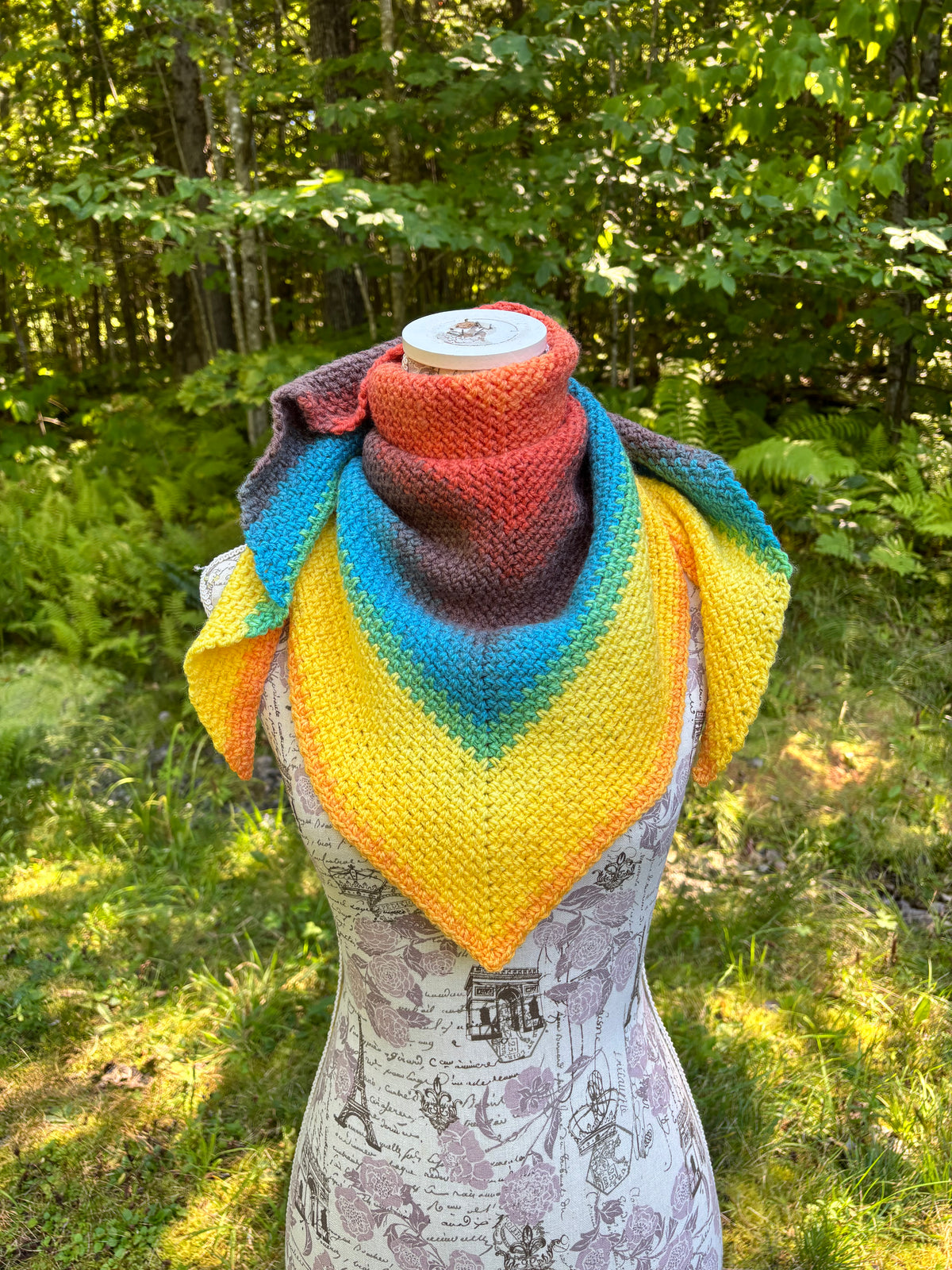 Moss Stitch Triangle Scarf Thunderbird