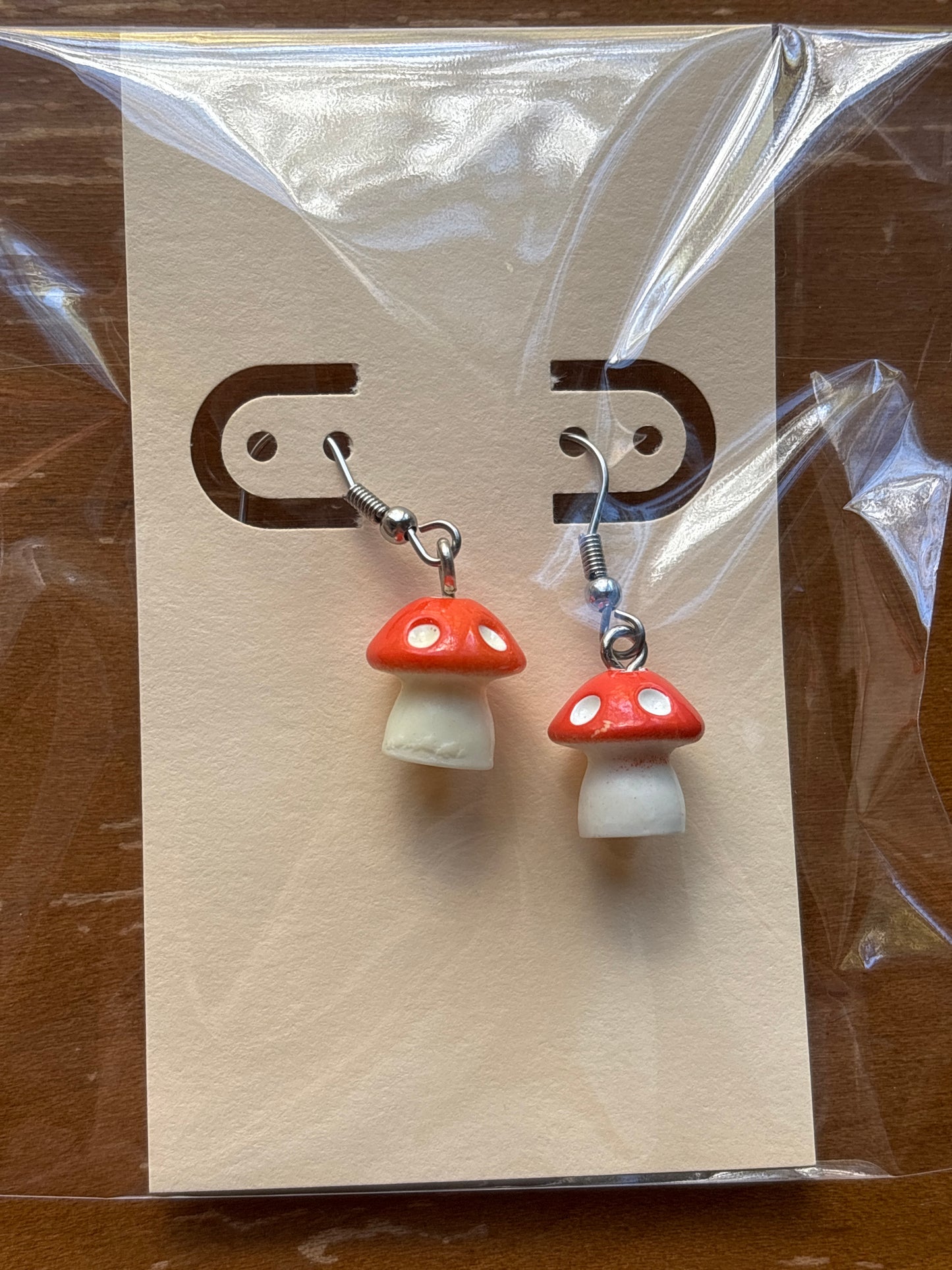 Orange Mushroom Dangle Earrings
