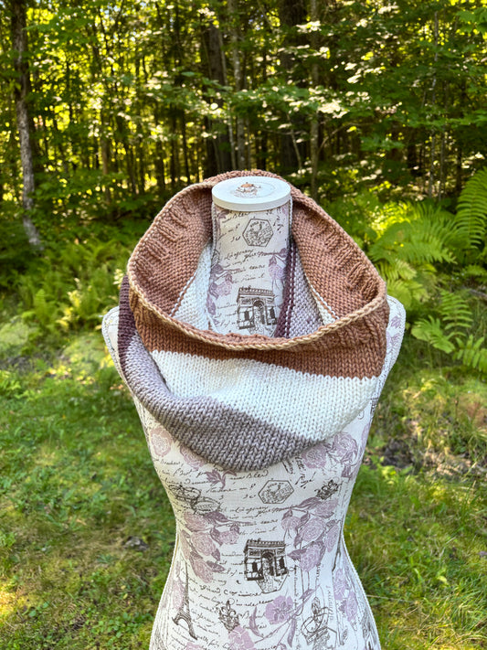 Knit Cowl Brown Stripes