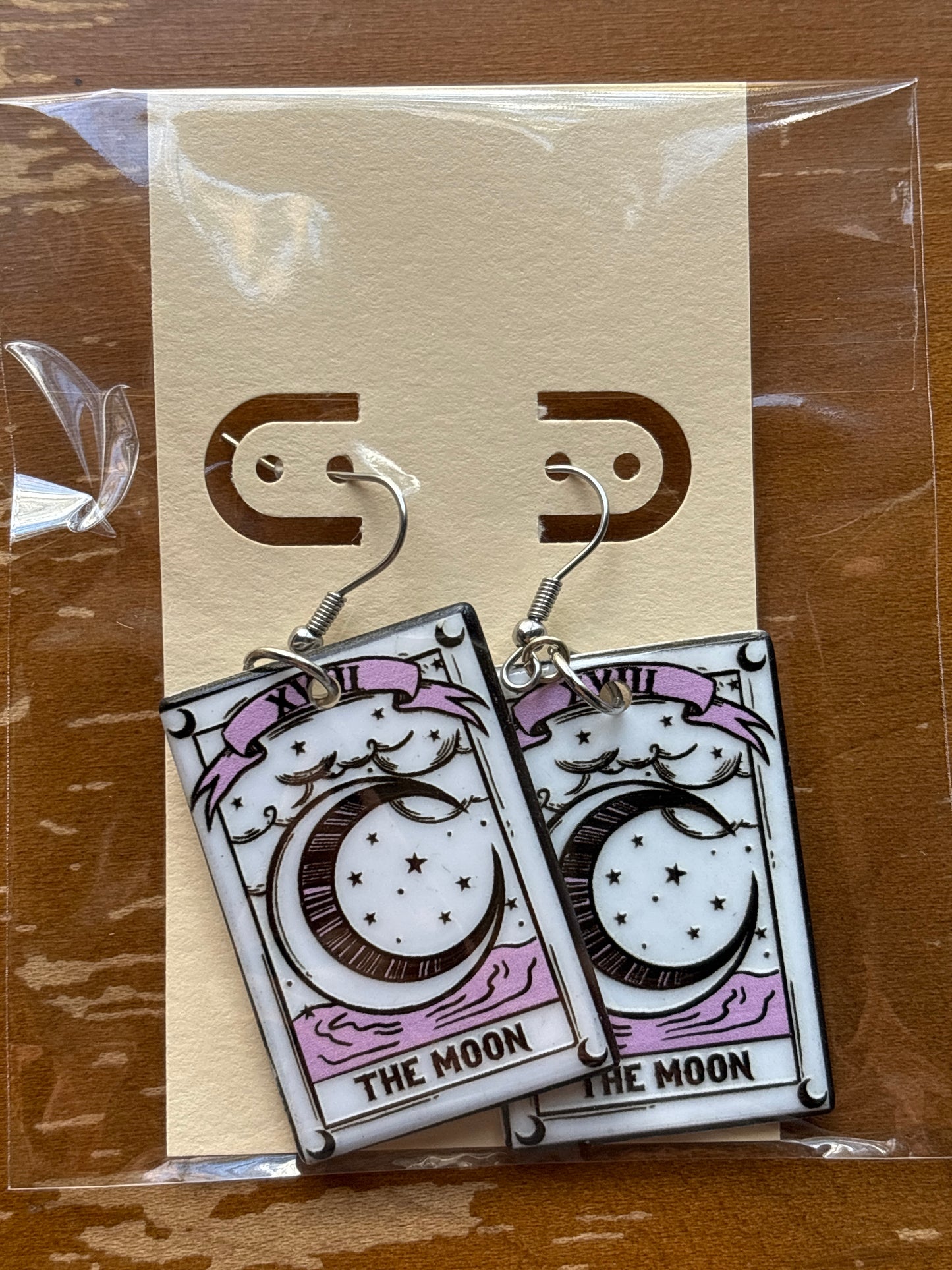 The Moon Tarot Card Dangle Earrings