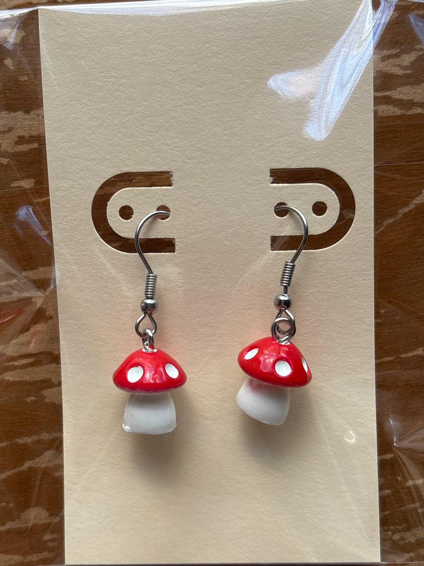 Red Mushroom Dangle Earrings