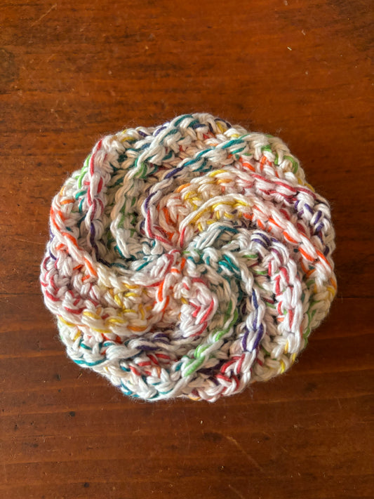 Crochet Cotton Spiral Dish Scrubby Rainbow Fleck