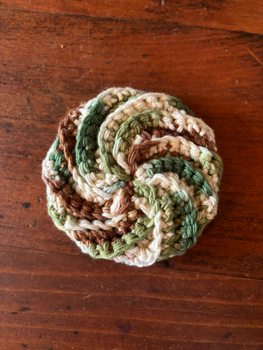 Crochet Cotton Spiral Dish Scrubby Camouflage