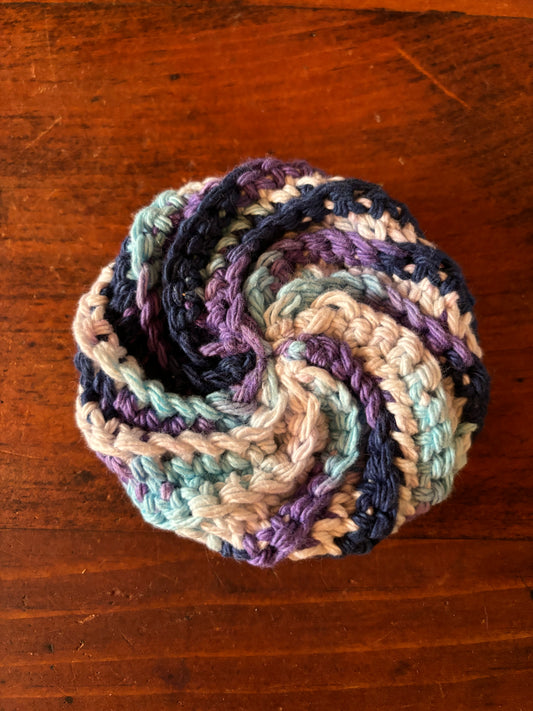 Crochet Cotton Spiral Dish Scrubby Blueberry