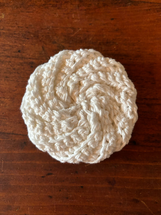 Crochet Cotton Spiral Dish Scrubby White
