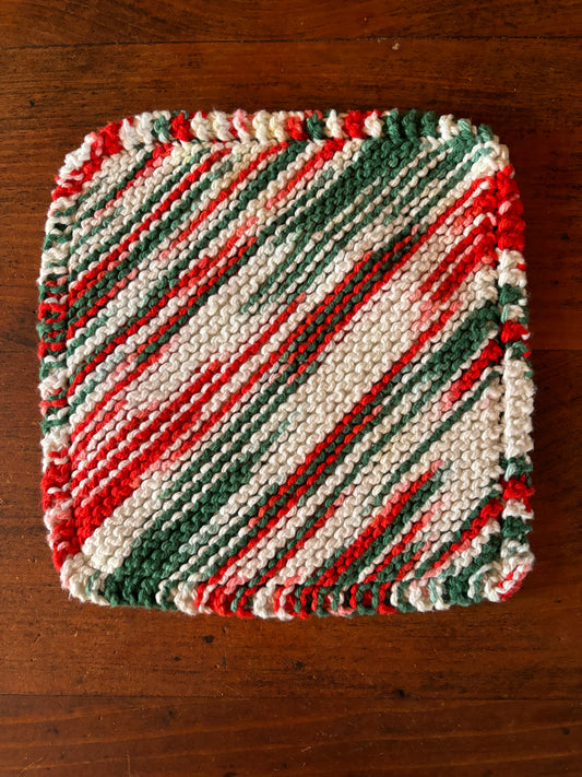 Simple Knit Dishcloth/Washcloth 100% Cotton Christmas