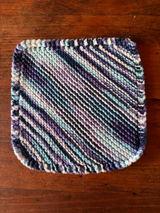 Simple Knit Dishcloth/Washcloth 100% Cotton Blueberry