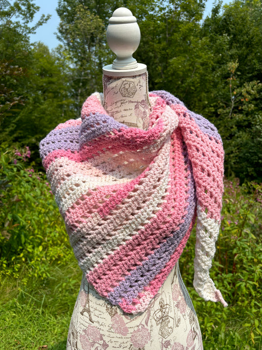 Asymmetrical Crochet Shawl Wool Blend