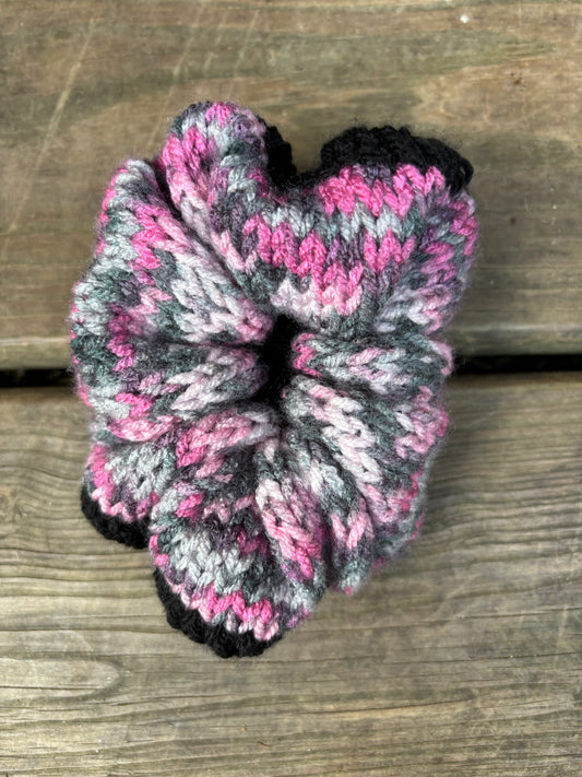 Knit Scrunchie Pink Party and Black